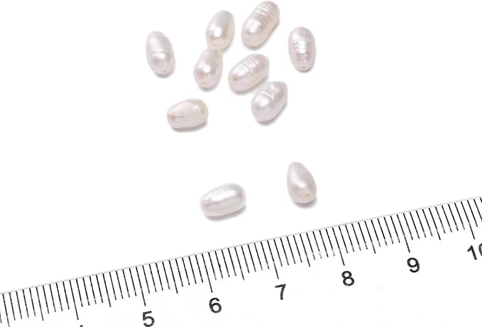 Natural Pearl Beads Rice 4-5mm White Freshwater Cultured Loose Gemstone Beads for DIY Jewelry Making 13.8''/Strand HQ