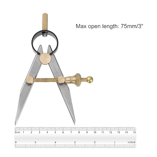Spring Joint Caliper - [3 Inch] Carbon Steel Spring Divider Caliper with Brass Fulcrum for Metalworking Drawing Use, Flat Leg