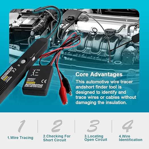 allsun em415Pro Cable Tracker Electrical, Auto Circuit Tester,Short Open Finder Wire Breaker Locator,Broken Wire Detector Tool,Cable Fault Probe, DC 6-42V