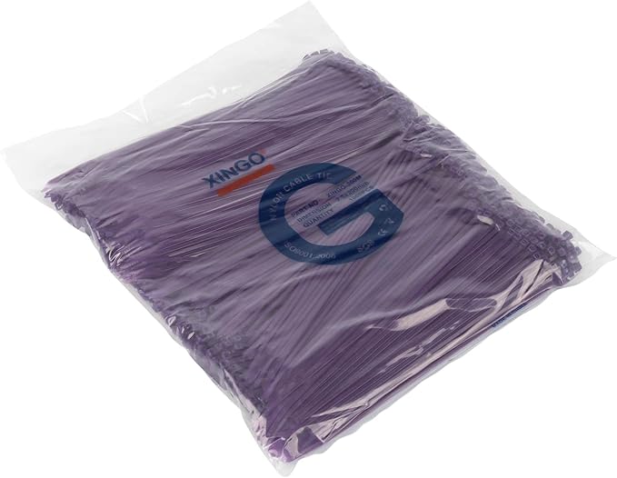 XINGO 1000 PCS 8 inch Cable Zip Ties, 18lb Strength, Small Tie Wraps Self-Locking Nylon Zip Ties for Indoor and Outdoor Use (Purple)