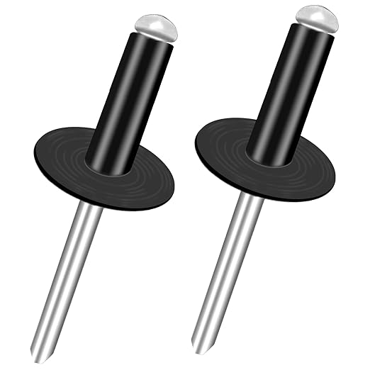 smseace 3/16" x 5/8" Rivets 150 Pcs Black Large Flange Rivets 4.8 x 16mm Black Rivets