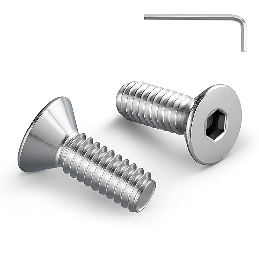 3/8-16 Bolt, 3/8-16 x 1 Inch Flat Socket Head Screws 15Pcs, 304 Stainless Steel 18-18 Countersunk Bolts, Full Thread, with Hex Spanner