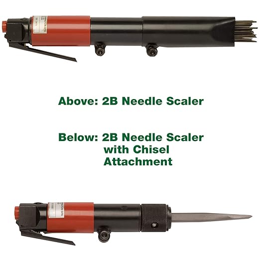 CS Unitec | 199.3120 | 2B Needle Scaler and Chisel Scaler Combination Kit. Inline-Grip, Air-Powered, 19 Needles, 5.75 Lbs, 90 CFM – Made in England