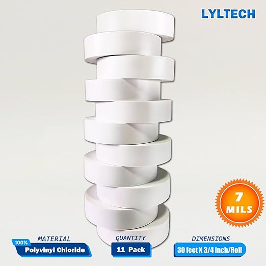 White Electrical Tape 8Rolls, 7mils x 3/4 in x 30 ft, Flame Retardant,Waterproof,Strong Adhesive, Durable, Easy-Wrap,High Temp Electrical Tape Electric Super Vinyl