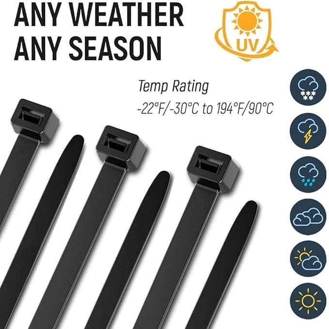 ALBO Zip Ties Black 12 Inch 3000 Pack 50 lb, Long Plastic Cable Ties Thick 0.19 Inch Tie Wraps Heavy Duty UV Resistant Nylon Wire Ties for Indoor and Outdoor / 12х3000
