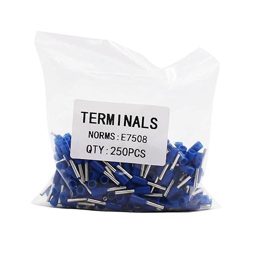 Fidioto 20AWG Ferrule Connectors Ends, 250pcs Blue AWG20 Insulated Ferrule Crimp Pin Terminal Kit for Electrical Projects
