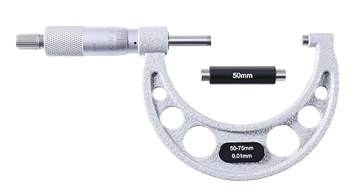 Accusize Industrial Tools 50-75mm by 0.01mm Ultra-Precision Outside Micrometer, EG00-0075