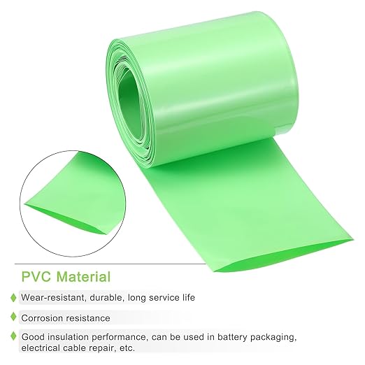 MECCANIXITY Battery Wrap PVC Heat Shrink Tubing 60mm Dia 95mm Flat 33 Feet(10meters) Light Green Good Insulation for Battery Pack