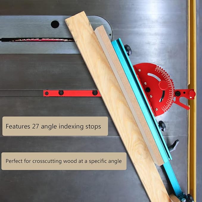 Table Saw Miter Gauge Works w/Table Saws, Band Saw and Router Table (Red)