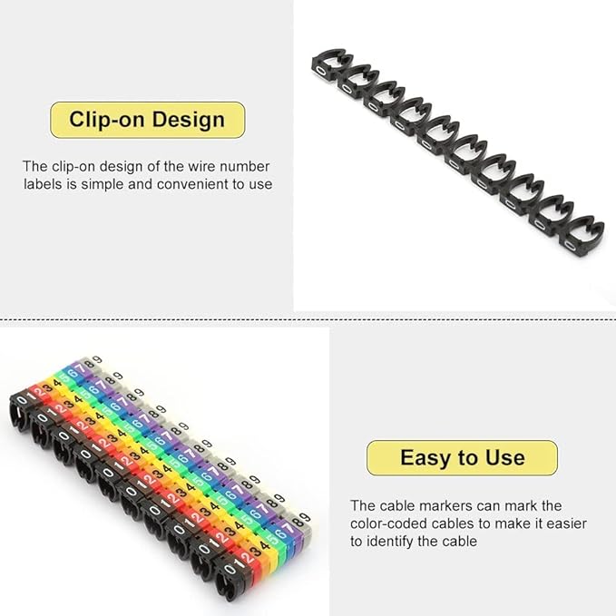 Clip on Wire Markers Wire Number Labels Colorful Cable Numbering Marker Tube for Marking The Color Coded Cables(150PCS KCM-1.5MM 1.5)