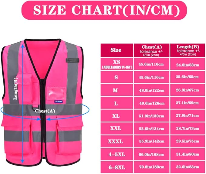 A-SAFETY Pink Safety Vests for Women,Working Safety Vest with Reflective Strips,Medium