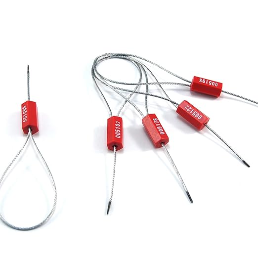 500 Wire Security Seals Numbered Steel Cable Seals Wire Tamper Seals Metal Wire Seals Steel Cable Tie Seals Pull Tight Cable Seal (Red)