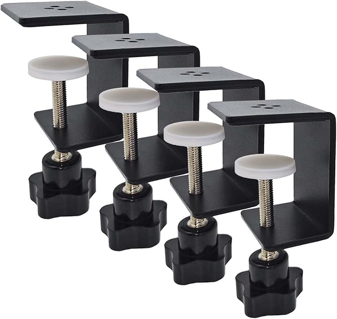 4 Pack Heavy Duty C Clamp & Desk Clamp | Wide Jaw Metal Woodworking Clamps, Adjustable Shelf Clamps for Desk Extension/Panel Work (Sturdy Multi-Purpose Clamping Tool)