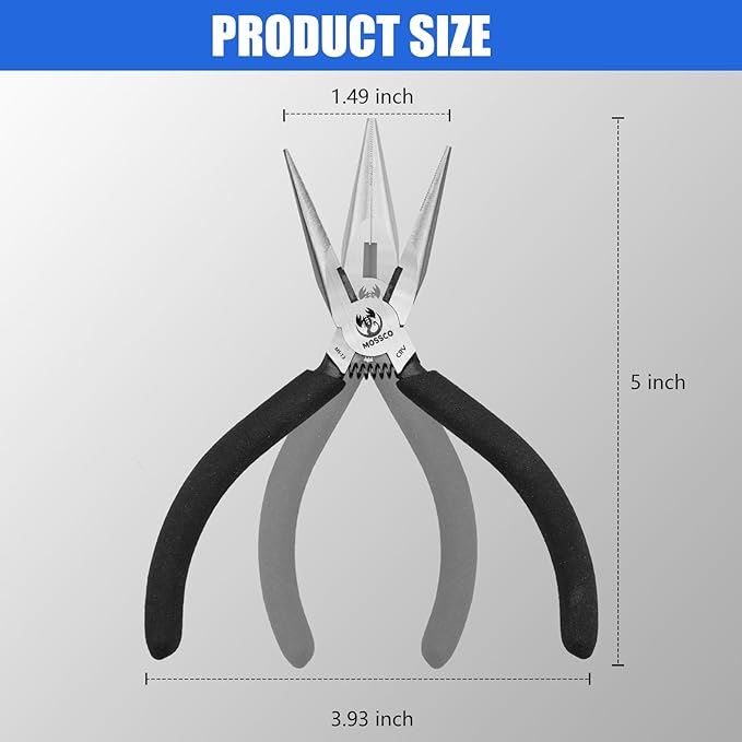 Needle Nose Pliers, 5" Mini Long Nose Pliers with Cutter, Serrated Jaw Precision Small Needle Nose Pliers for Jewelry Making, Bending Wire, Crafts, Electronic Repair