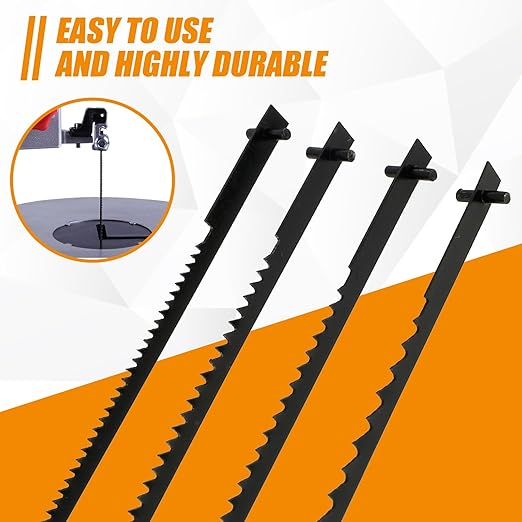 80Pcs Scroll Saw Blade Pin End 5inch Sturdy Carbon Steel Scroll Saw Blade Durable Cutting Pinned Scroll Saw Blades Set TPI 10/15/18/24 Replacement for Cutting Wood Plastic Metal US(80PCS)
