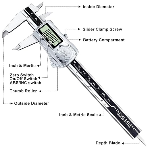 Kynup Digital Caliper, Calipers Measuring Tool with IP67 Waterproof, Extreme Accuracy, Stainless Steel Design, Auto Power Off, Switch from Inch Metric (6Inch/150MM)