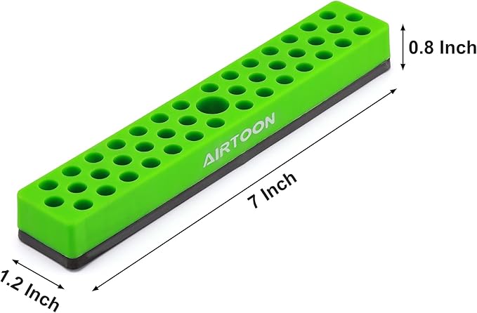 AIRTOON 2PCS 1/4" Magnetic Hex Bit Holder, 43 Holes Bit Storage with Strong Magnetic Base, Magnetic Screwdriver Bit Organizer, Blue and Green