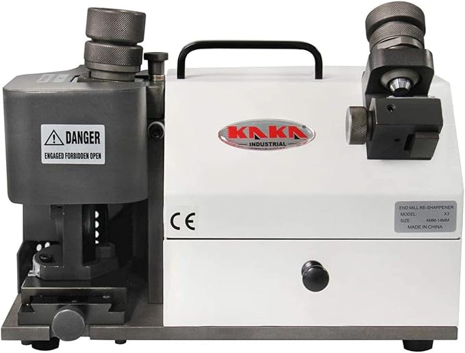 KAKA INDUSTRIAL TX-X3 4-14 mm Drill Bits and End Mill Re-Sharpener - Grinder with 6 Collets - Portable CNC Router Bit Sharpener - Adjustable Angle