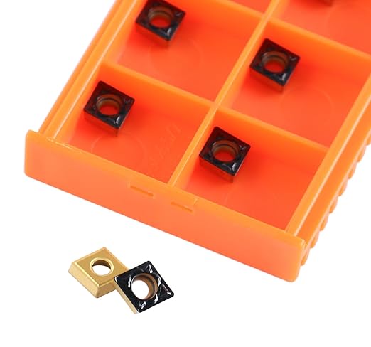 Accusize Industrial Tools Ccmt21.51-Md Cvd Coated Carbide Inserts, 10 Pcs/Box, Black and Yellow, 2200-1008