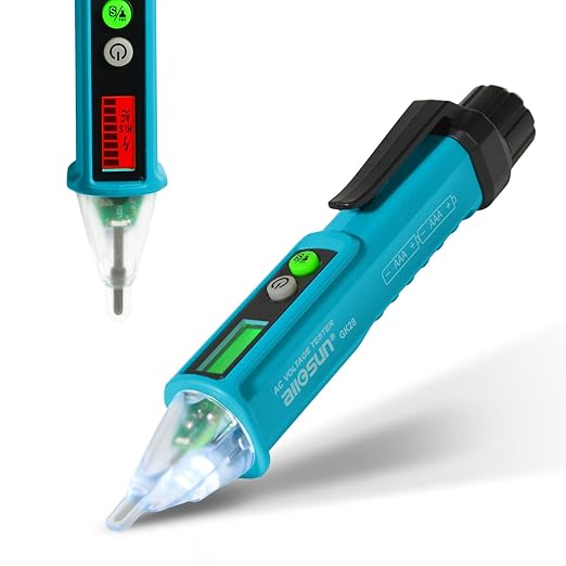 allsun Non Contact Voltage Detector,Dual Mode AC Voltage Detector 12V-1000V High/Low Sensitivity, Live Wire Finder with Flashlight, Auto Off & Buzzer Alarm for Electrical Safety GK28