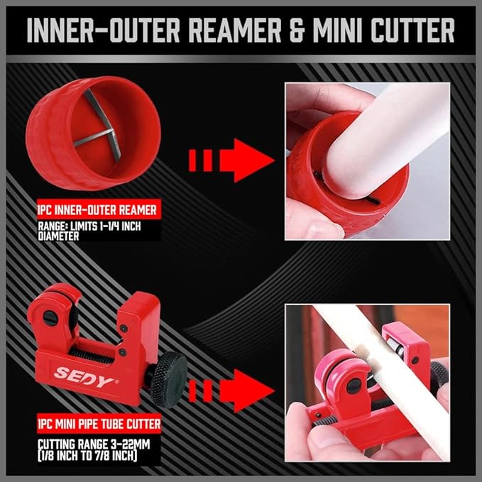 Ultimate Tube Cutter Set - Heavy Duty Pipe Cutter 3/16"-2" OD, Mini Tube Cutter 1/8"-7/8", Deburring Tool - for Copper, Aluminum, PVC Pipes - High-Quality Cutting & Deburring Tools for Professionals