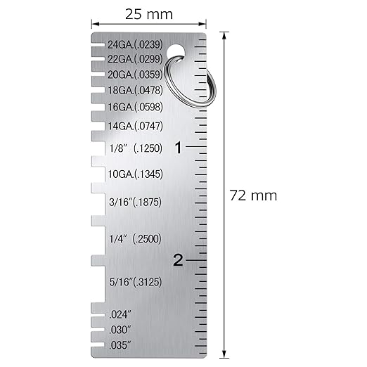 Weewooday 3 Pcs Wire/Metal Sheet Thickness Gauge Metal Tool Stainless Steel Welding One Sided Material Thickness Gauge Plated Size Inspection Tool