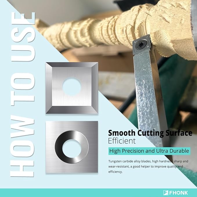12mm Square Straight Carbide Cutters, for Woodturning Replacement Cutter Knives, Fits Spiral, Helical Planer Cutter, Wood Lathe Turning Tool, 10-Piece (12x12x2.2-35°)
