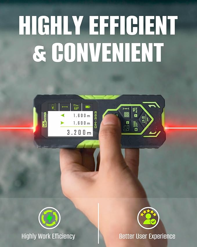 Laser Measurement Tool, Inkerma Bilateral Laser Distance Meter,Rechargeable Laser Measure with Color Backlit LCD Display, Angle Sensor, Pythagorean Mode, Area and Volume