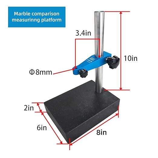 The Marble Base Bracket is Used in Conjunction with a Digital Indicator dial, and The Marble Measurement Platform has a Size of 200mm * 150mm*50mm(8in * 6in * 2in) Marble Base﻿(ACE-ST)