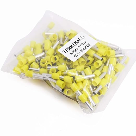 Fidioto 10AWG Wire Ferrules Terminals, 250pcs AWG10/6mm² Wire Ferrule kit for Electric, Industrial, Chemical Industry, Power Control System, etc.