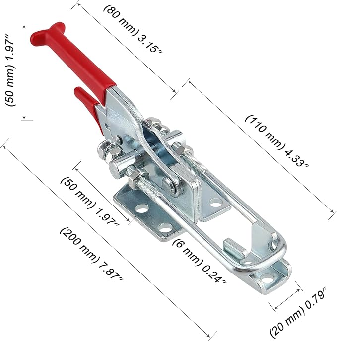 MOUYAT 6 Pack Heavy Duty Toggle Clamp, 2000Lbs Capacity Pull Toggle Latch Clamp with Adjustable Threaded U Bolt, 40431 Self Lock Toggle Clamp Tool for ToolBox Case