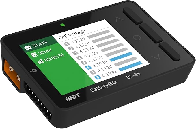 ISDT BattGo BG-8S Battery Meter, LCD Display Digital Battery Capacity Checker Battery Balancer Battery Tester for LiPo/LiFe/ Li-ion/NiMH/Nicd