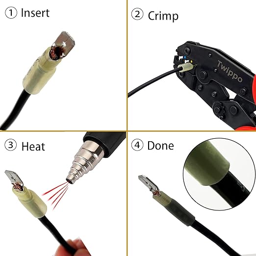 300Pcs Waterproof Heat Shrink Wire Connectors Kit, Automotive Electrical Connector Terminals Kit, Fork Ring and Spade Connectors for Car and Boat (22-10AWG)