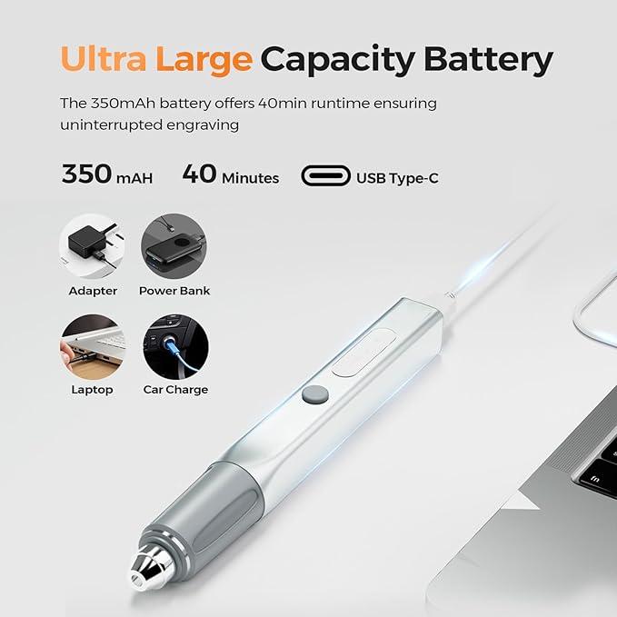 Portable Cordless Engraving Pen, Rechargeable Engraver Pen for Artists & DIYers, Engraving 60+ Surfaces, Free 7 Bits, Beginner Friendly Etching Tool for Customization Metal Wood Glass Plastic