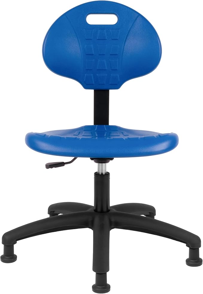 Chair Master Table Height Chair/Stool-Easy to Clean! Deluxe Ergonomic Polyurethane Chair. 5" of Height Adj (15.5"-20.5") 450 lb Capacity. Automotive, Lab, Garage, Home, Office (Glides, Blue)