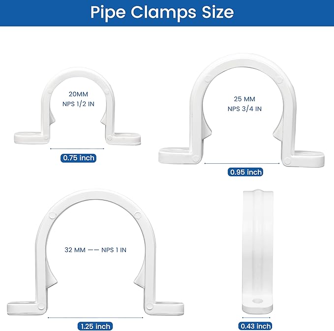 20 Set PVC conduit pipe strap clamps Φ25 MM - SCH 3/4 IN,Two Hole plastic pipe clips