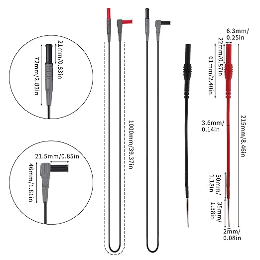 Flexible Spoon Back Probe, 4PCS Multimeter Leads Kit Silicon Flexible Test Back Probe Pins Test Wire Kit Power Probes Compatible with 4mm Banana Plug for Wire Piercing Car Repairing Electrical Testing