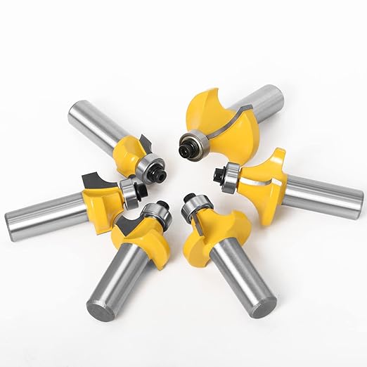 1/2 Shank 7pcs Corner Rounding Bit Set(1/8" 3/16" 1/4" 5/16" 3/8" 7/16" 1/2" Radius 4Pcs) Corner Rounding Edge-Forming Roundover