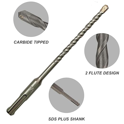 10-Pack SDS Plus 1/4" x 6" Rotary Hammer Drill Bits, Carbide Tipped for Brick, Stone and Concrete