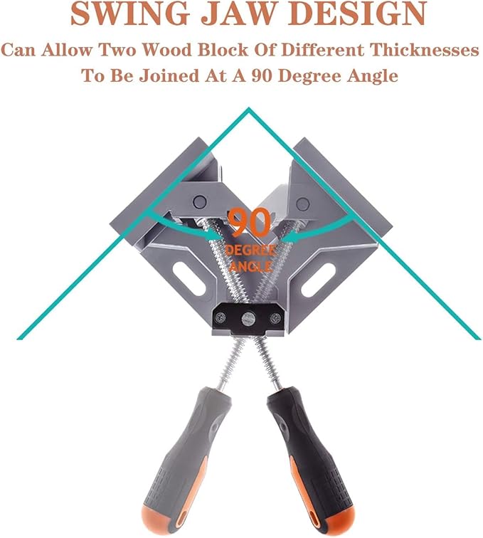 8pcs Corner Clamp - Right Angle 90 Degree Wood Clamps For Woodworking, With Adjustable Swing Jaw Aluminum Alloy Frame, For Welding, DIY Woodworking
