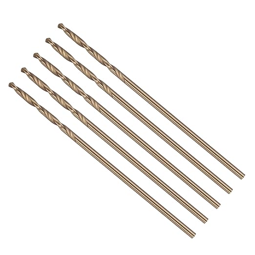 Drill Bit, #57 Cutting Diameter, 4341 HSS Gold Finish 118° Cutting Angle Number Jobber Bits - (Applications: for Drilling Soft Metal Plastic Wood), 5-Pieces
