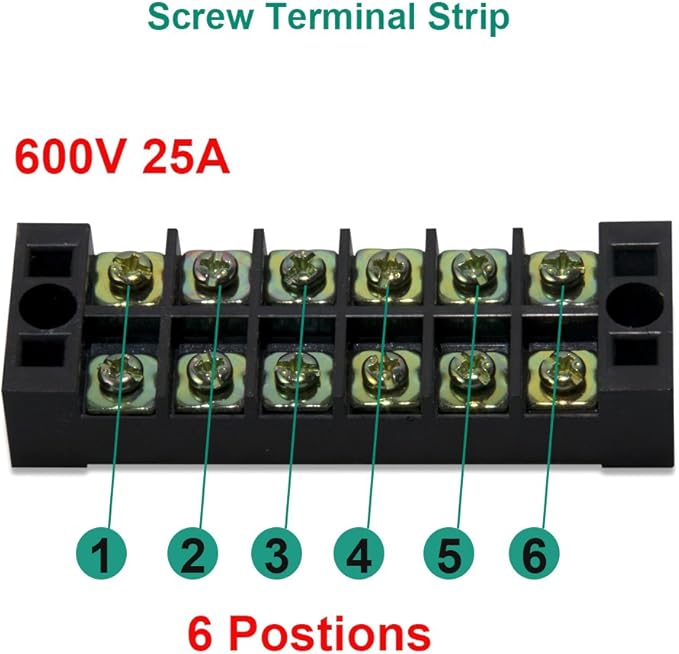 MILAPEAK 10pcs (5 Sets) 6 Positions Dual Row 600V 25A Screw Terminal Strip Blocks with Cover + 400V 25A 6 Positions Pre-Insulated Terminals Barrier Strip (Black & Red)