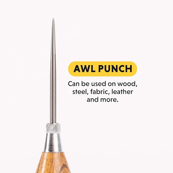 General Tools Scratch Awl Tool with Hardwood Handle - Scribe, Layout Work, & Piercing Wood - Alloy Steel Blade