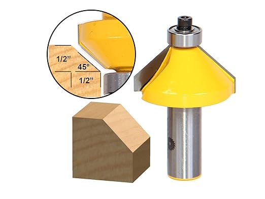 YONICO Chamfer Router Bits Edge Forming 45 Degree 1/2-Inch Shank 13106