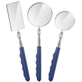 3 Pieces Telescoping Inspection Mirror Stainless Steel Extendable Mechanic Mirror with Long Handle Tool for Technicians Mechanics Contractors(50/85/50 mm,Square,Round,Round)