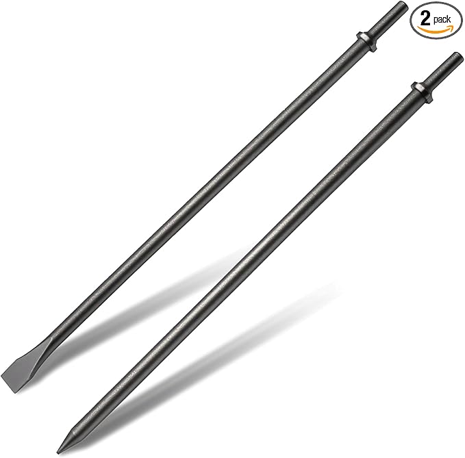 2 Pack 14" Air Hammer Bits Attachments,0.401 Inch Shank Chisel Bit Set,Cr-Mo Alloy Steel Punch