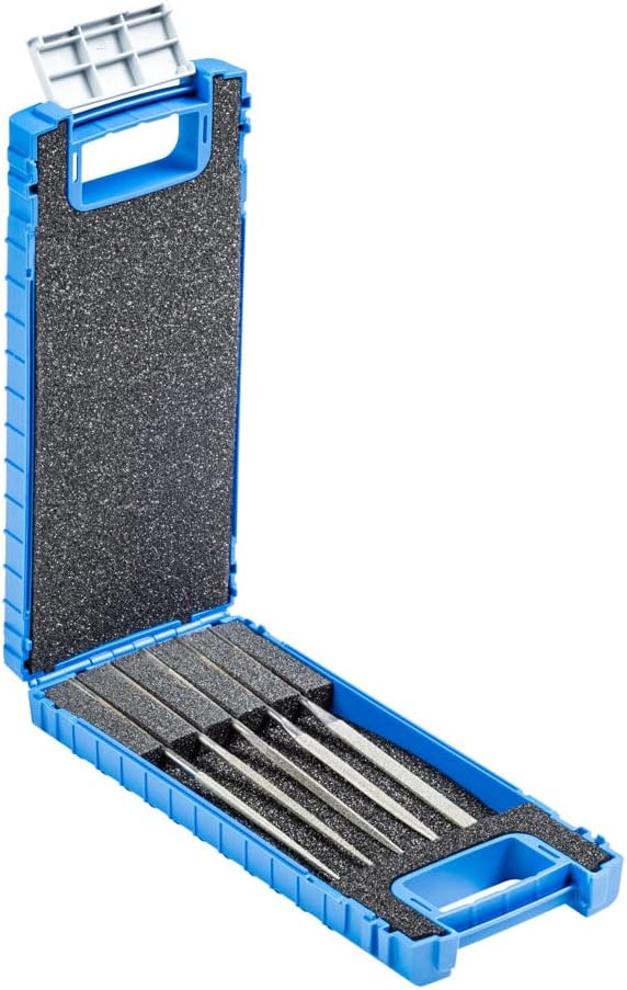 Pferd Diamond Needle File Set, 5-Piece, Grit Size D 126, 5-1/2 inch, in Durable Plastic Box, 04025 – for Universal Use in Tool Making