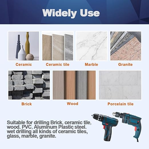 Dry Diamond Core Drill Bit Set,BRSCHNITT 1/4"*2,5/16",3/8" Diamond Hole Saw& 1/4"*3,5/16"*2,3/8" Carbide Drill bits with Triangle Shank for Porcelain Tile Ceramic Stone Granite Marble(10pcs)