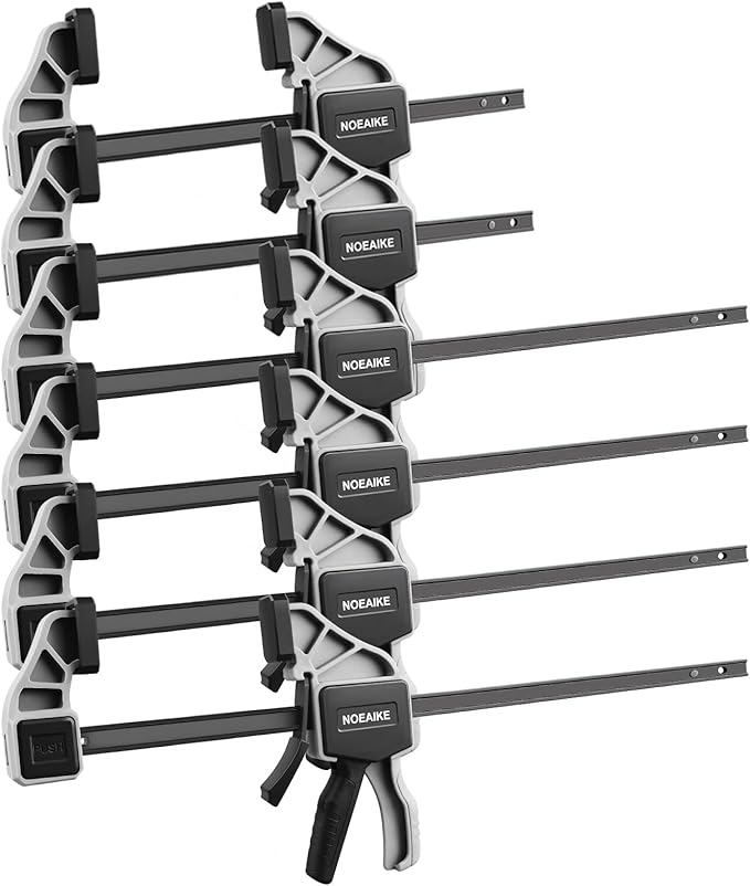 Bar Clamps for Woodworking,6-Pack Wood Clamps 12”(4)&6”(2) Light Duty One-Handed Quick Grip/Spreader Woodworking Clamp 150LBS Load Limit with Quick Change Button