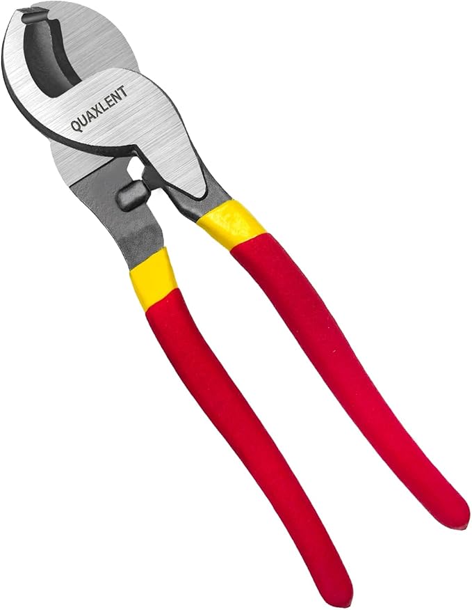 10 Inch Large Cable Cutter Heavy Duty High Leverage Big Wire Cutting Plier Tool for 4/0 Aluminum 2/0 Soft Copper and 100PR 24AWG Comm Cable,Red
